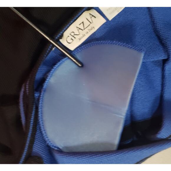 VTG Grazia Italy 80s Knit Cardigan XL Cobalt Black Striped Double Breasted - Picture 7 of 7